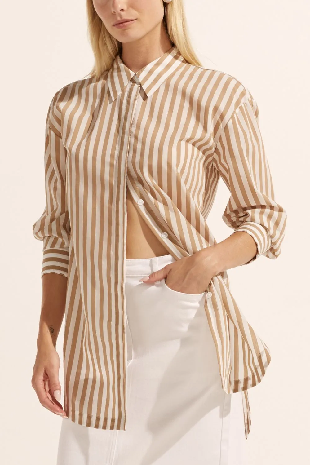 agile top - flax stripe