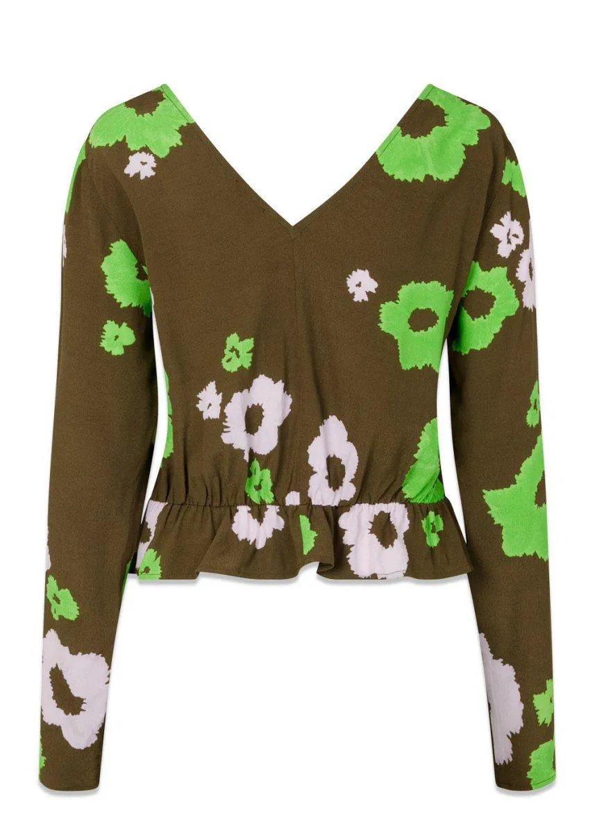 CashMD print top - Green Sorbet Flower