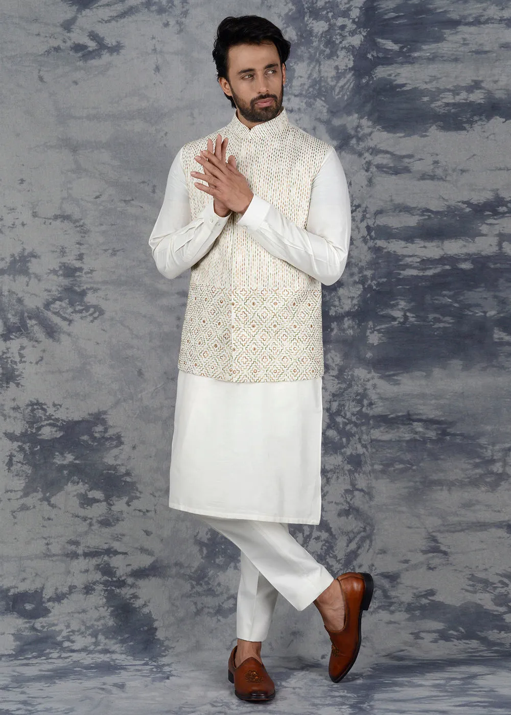 Cream Bandhgala Jacket | Siddhesh Chauhan