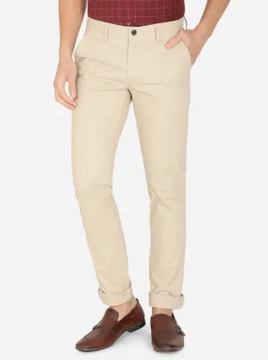 Dark Cream Solid Uno Fit Casual Trouser | JadeBlue Dark Cream Solid Uno Fit Casual Trouser | JadeBlue