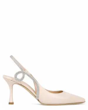 Décolleté in Nappa Crema con Strass