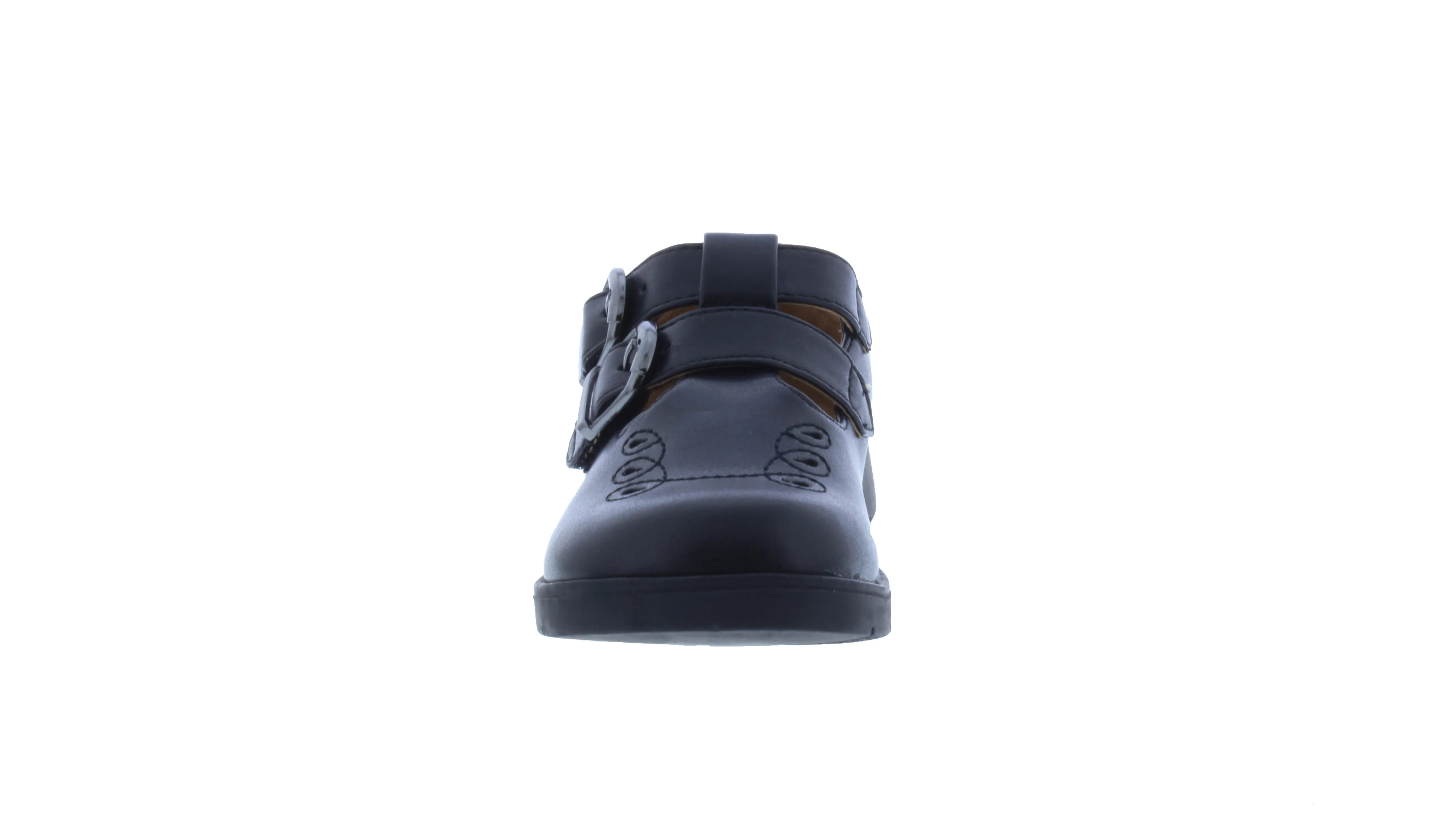 Girls Faux Buckle School Shoe