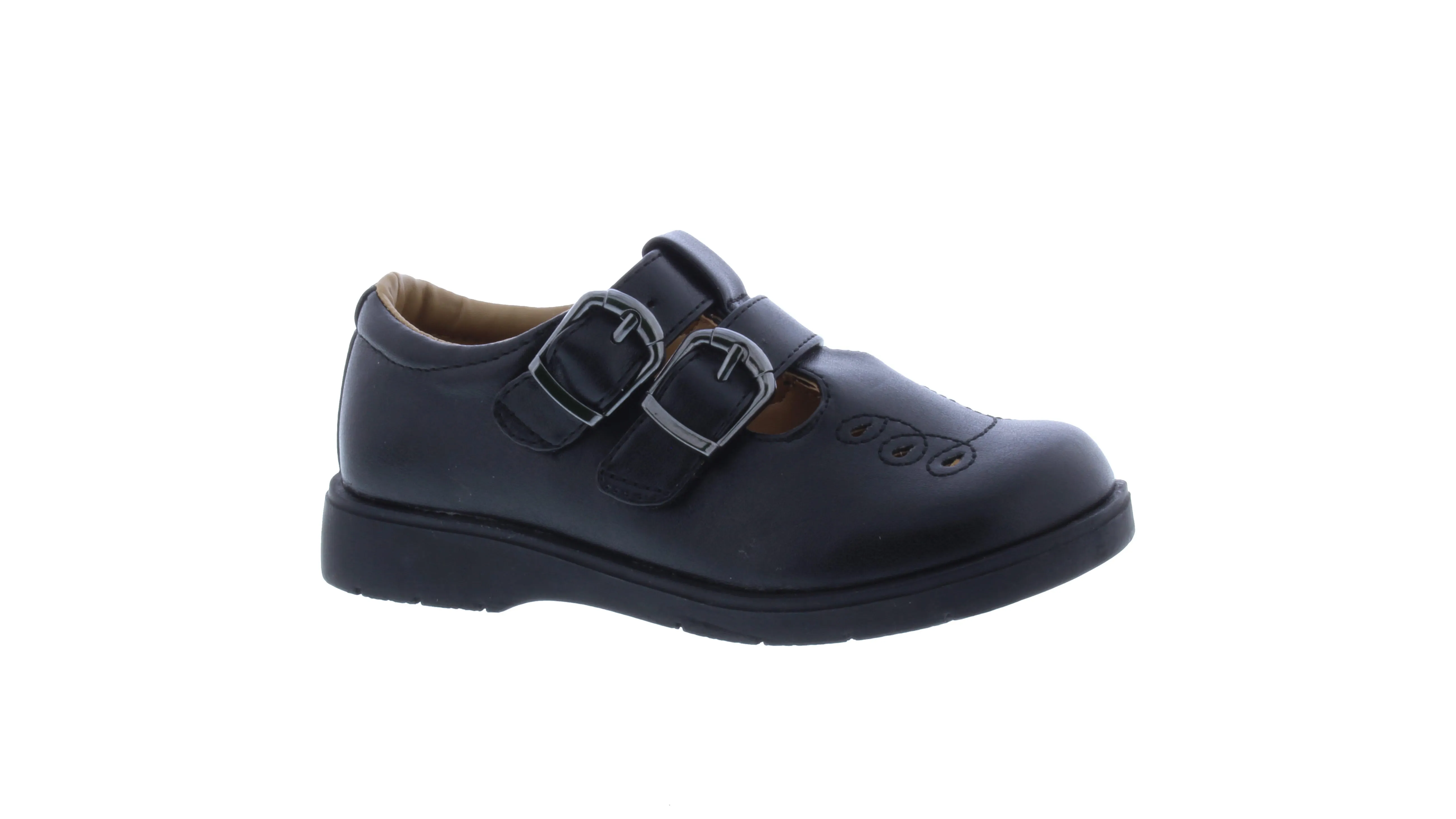 Girls Faux Buckle School Shoe
