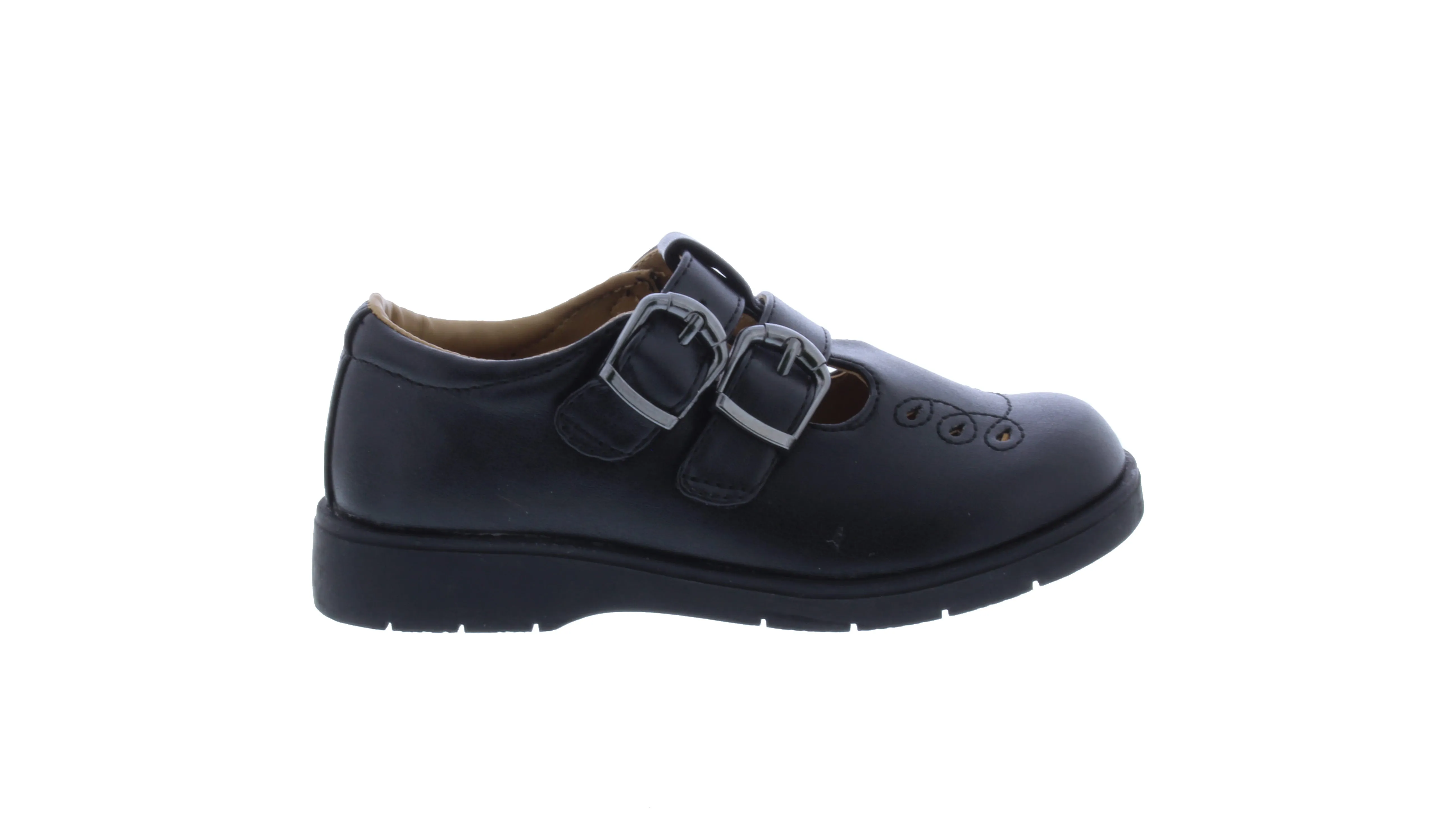 Girls Faux Buckle School Shoe