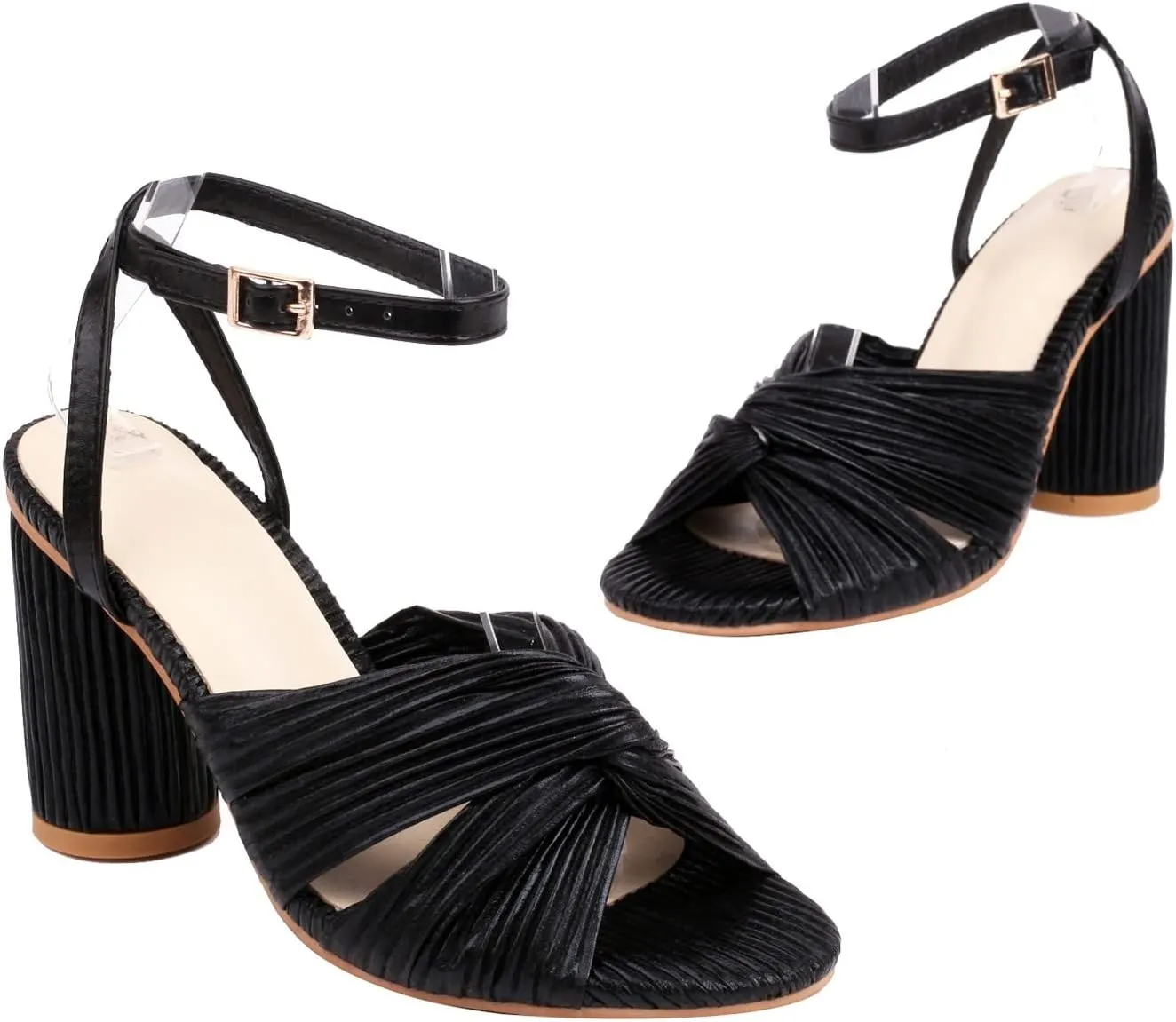 Hbeylia Women's High Heels Snadals Latin Dance Shoes Fashion Peep Toe Crisscross Pumps Satin Professional Ballroom Salsa Practice Performance Dance Shoes
