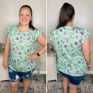 Mint Floral Top