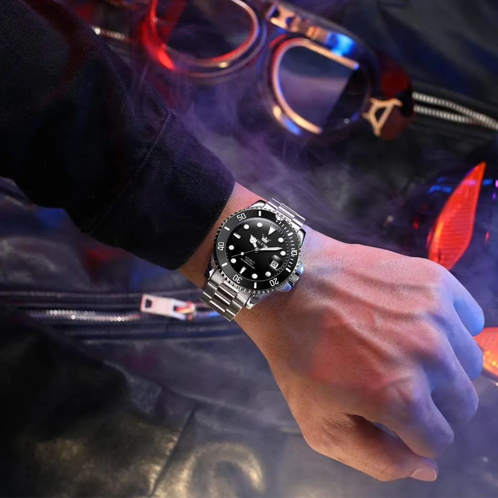 OLEVS Men's Mechanical Watch Hollow Out Waterproof Automatic Stringing Watch for Men