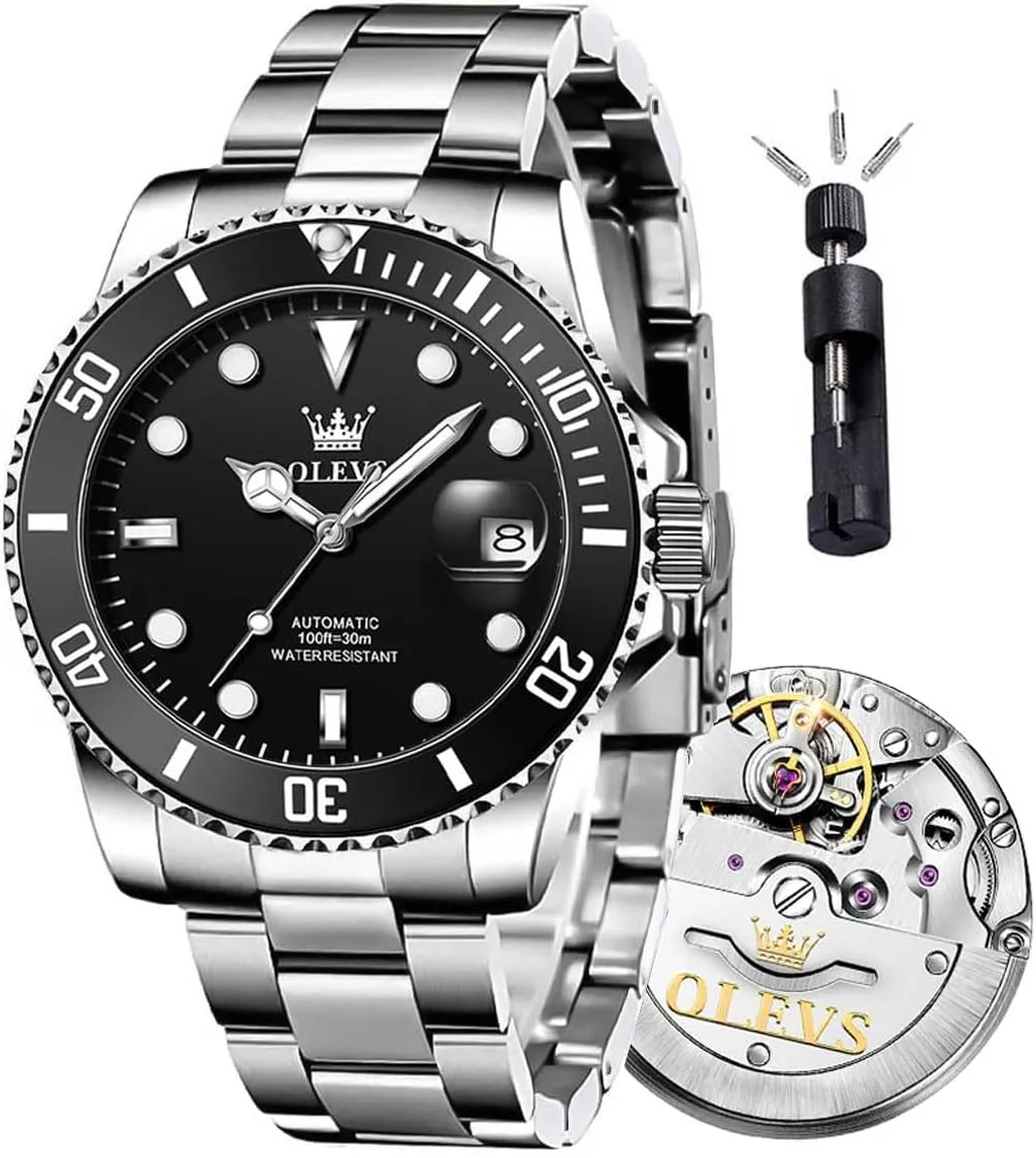 OLEVS Men's Mechanical Watch Hollow Out Waterproof Automatic Stringing Watch for Men