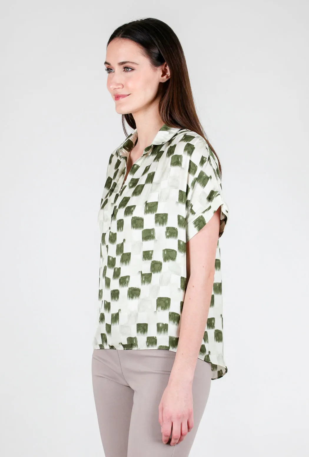 Painterly Checker Shirt, Foliage