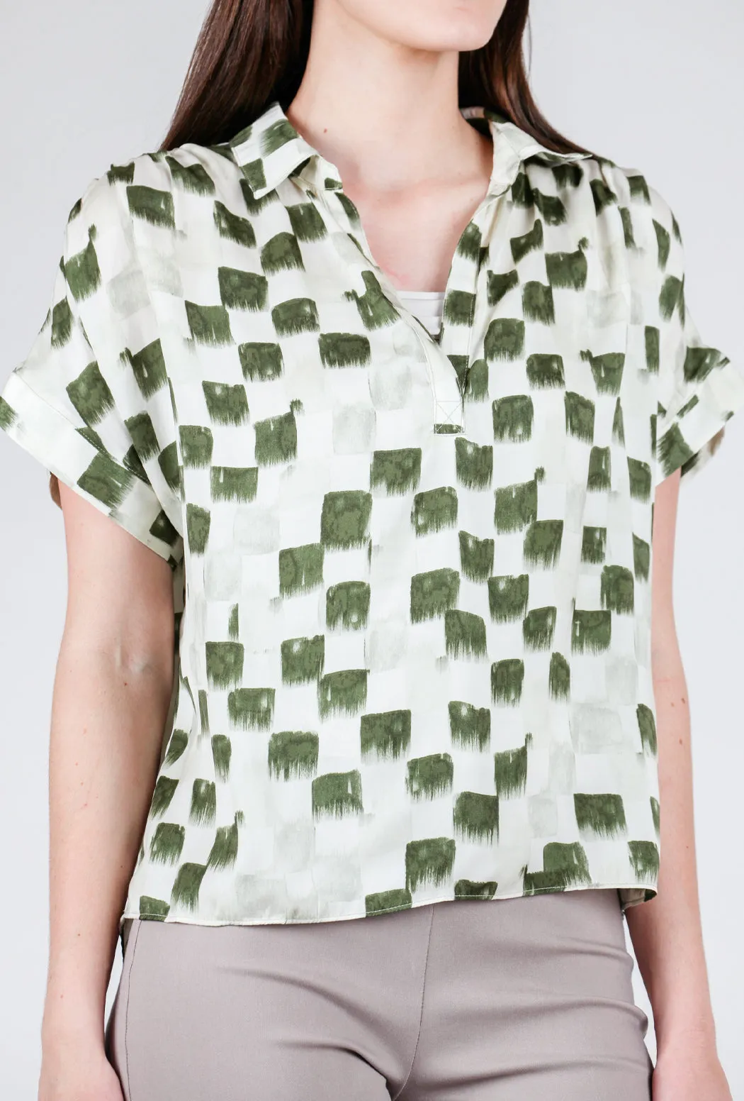 Painterly Checker Shirt, Foliage