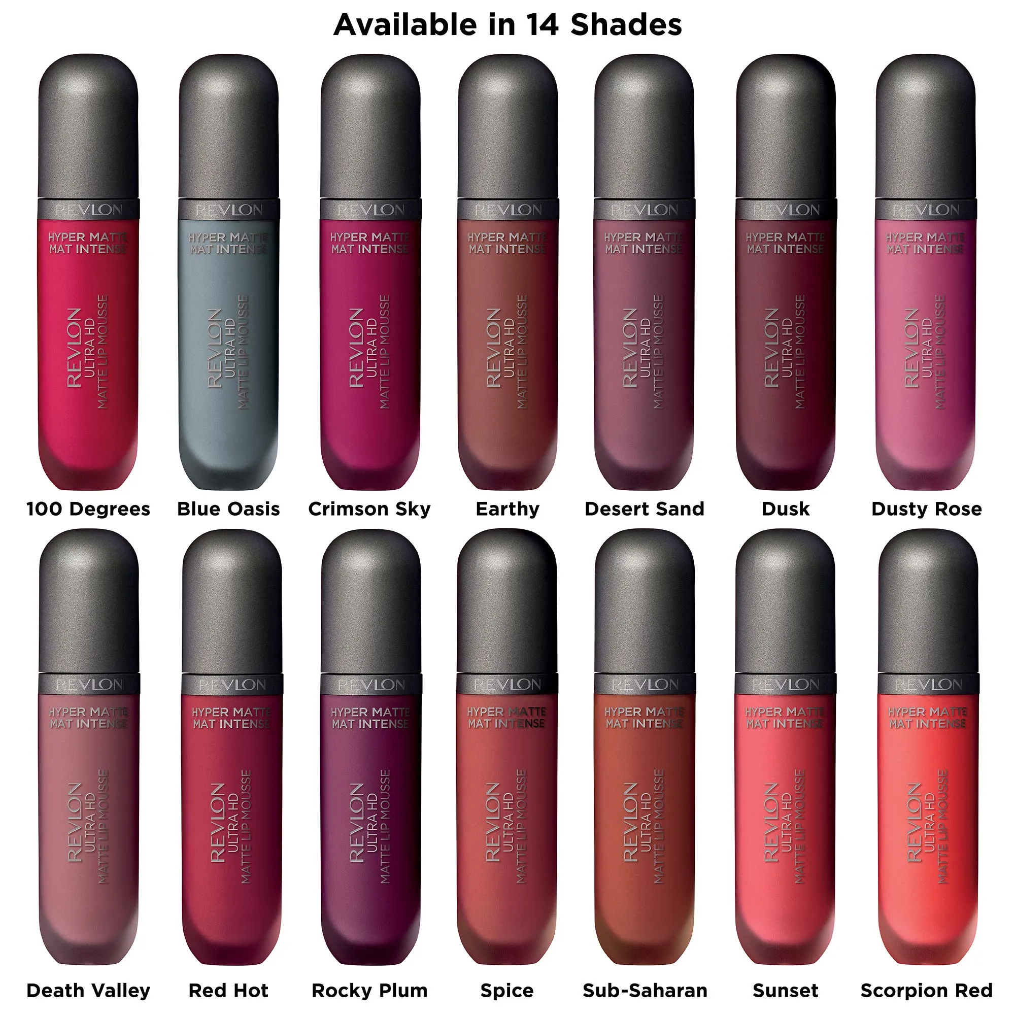 REVLON Ultra HD Lip Mousse Hyper Matte, Longwearing Creamy Liquid Lipstick in Pink, Dusty Rose (800), 0.2 oz