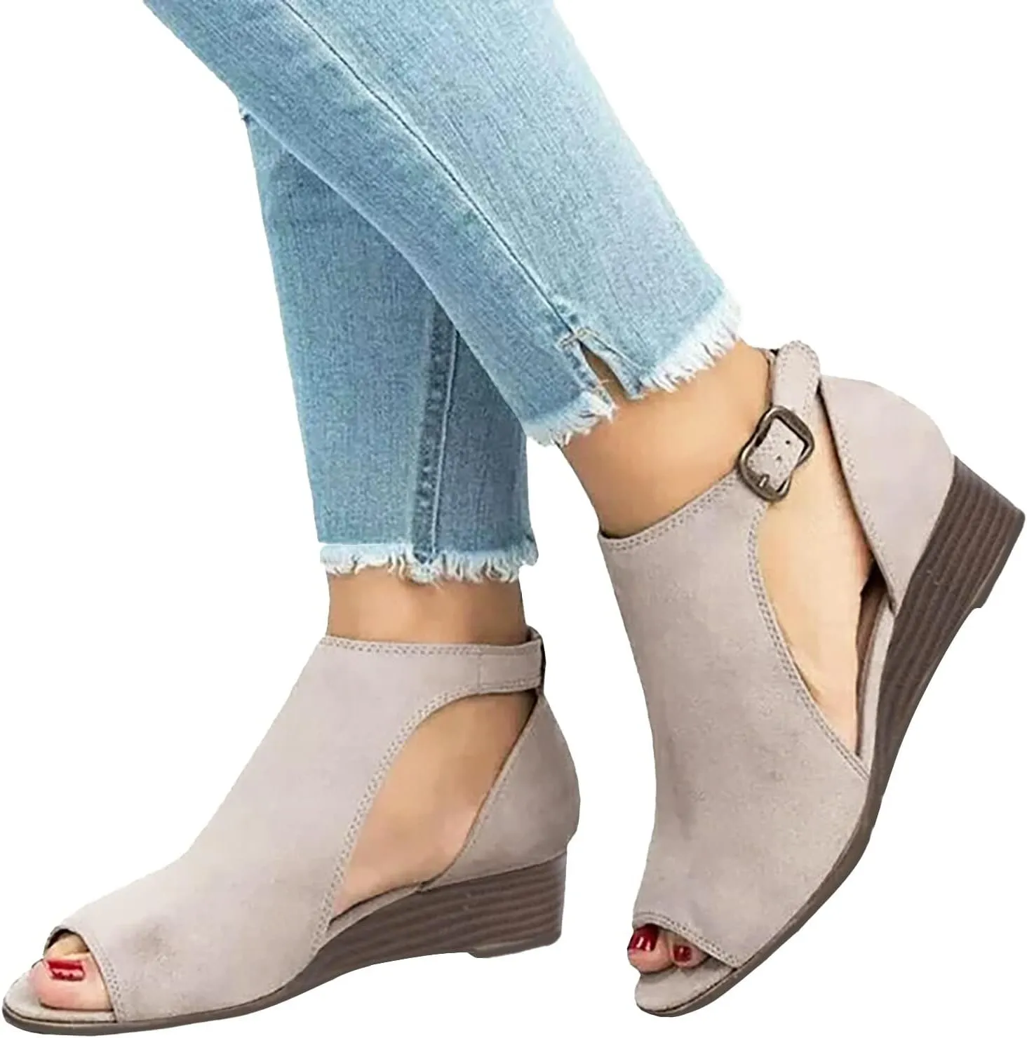 Wedge Sandals for Women Dressy Summer,Women Open Toe Sandal Hollow Out Gladiator Sandals High Top Ankle Zipper