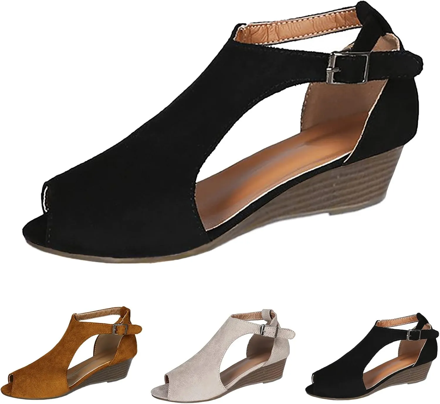 Wedge Sandals for Women Dressy Summer,Women Open Toe Sandal Hollow Out Gladiator Sandals High Top Ankle Zipper