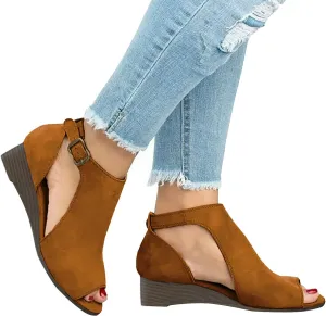 Wedge Sandals for Women Dressy Summer,Women Open Toe Sandal Hollow Out Gladiator Sandals High Top Ankle Zipper